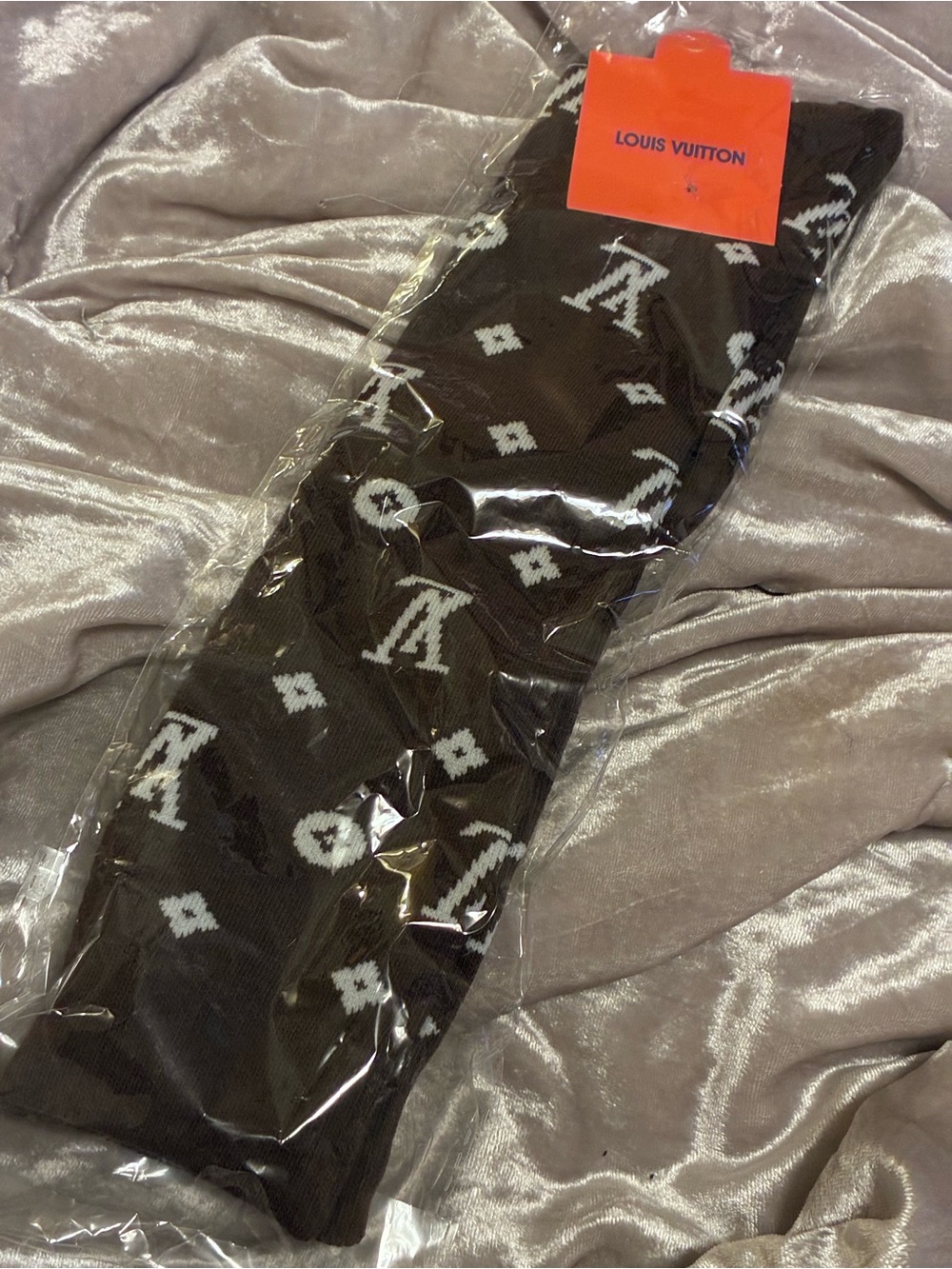 Brown & White Monogram Knit Socks